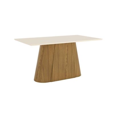 Mesa Olivia Para 6 Lugares Tampo 160cm Canto Reto Nature Com Off White