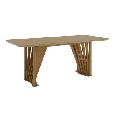 Mesa Adriana 6 Lug Tampo 200cm Canto Arredondado C Vidro Nature