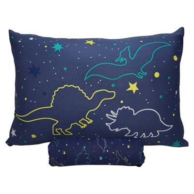 Jogo de Cama Portallar Solteiro Malha Mista Joy Dinossauros 2 peças Azul