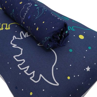 Jogo de Cama Portallar Solteiro Malha Mista Joy Dinossauros 2 peças Azul