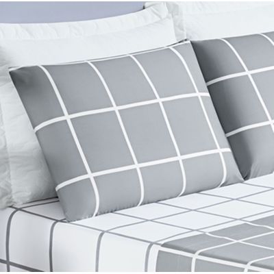 Jogo De Cama Com Lençol De Cima 200 Fios Austin Casal 04 Peças - Cinza