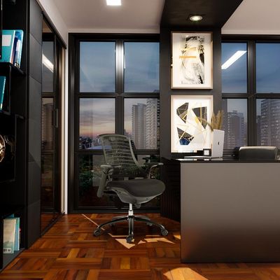 Kit 2 Cadeiras para Escritório Nagoh Office Giratória Preto  Gran Belo