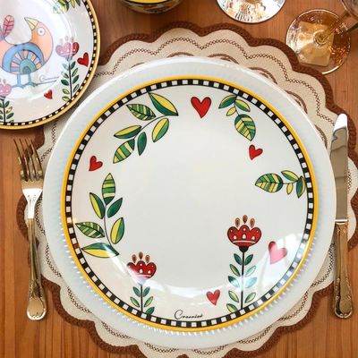Jogo de 6 Pratos Rasos em Porcelana Egan Italy Cocorico Amarelo 27cm: O Sol da Toscana na sua Mesa Posta
