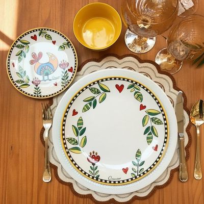 Jogo de 6 Pratos Rasos em Porcelana Egan Italy Cocorico Amarelo 27cm: O Sol da Toscana na sua Mesa Posta