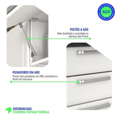 Cozinha Completa Tarsila 280cm Em Aço Branca Com Vidro
