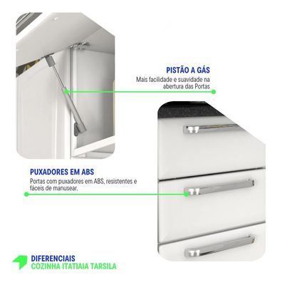 Cozinha Completa Tarsila 280cm Em Aço Branca Com Vidro