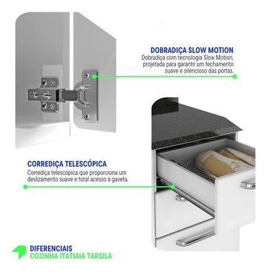 Cozinha Completa Tarsila 280cm Em Aço Branca Com Vidro