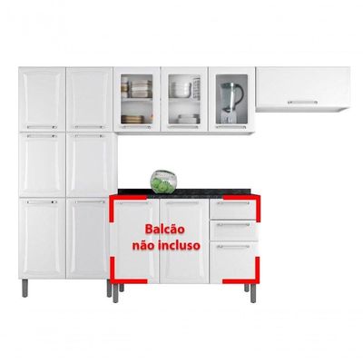 Cozinha Branca Em Aço 3 Peças Tarsila Com 3 Vidros Cozinha Completa Branca Em Aço 3 Peças Tarsila Com 3 Vidros