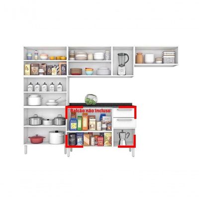 Cozinha Branca Em Aço 3 Peças Tarsila Com 3 Vidros Cozinha Completa Branca Em Aço 3 Peças Tarsila Com 3 Vidros