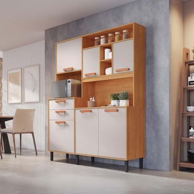 Armário De Cozinha Compacta 160cm Nápoles Off White Madeira Itatiaia
