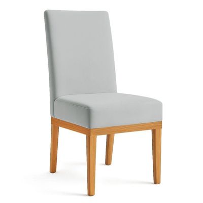 Kit 6 Cadeiras De Jantar Brisa Suede Cinza Base De Madeira - Pallazio