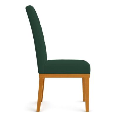 Kit 6 Cadeiras De Jantar Solana Suede Base De Madeira - Pallazio Cor Verde