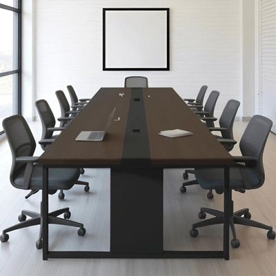 Mesa De Reunião Escritório 8 Lugares 3,60m Freijó Preto