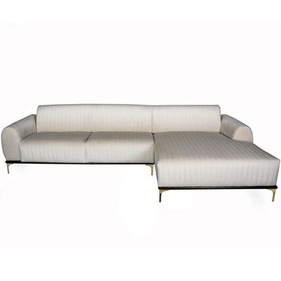 Sofá Molino 5 Lugares 300cm Chaise Esquerdo Pés Gold Veludo Creme - Nexta Casa