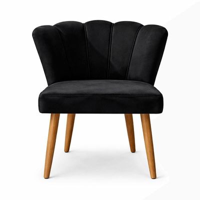 Poltrona Recepção Luxo Design Moderno Conforto Pétala Suede Preto