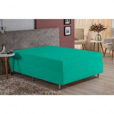 Lençol Com Elástico King Nobre 1 Peça Luva De Box 55cm De Altura Malha 100% Algodão - Jade