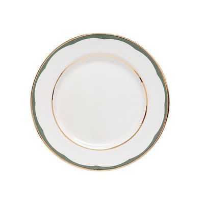Prato De Sobremesa Copa E Cia Aquarelle Em Cerâmica Filetado Ouro Olive