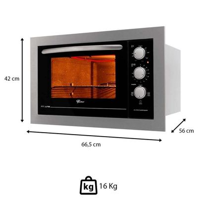 Forno Elétrico De Embutir Fischer Fit Line 48l Inox 110V Autolimpante 34493(95485)