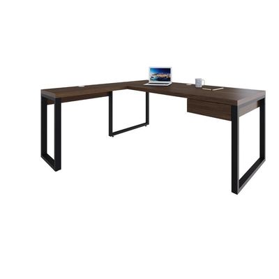 Mesa Em L Presidente C-01 Gav. 190x160x75cm Yon - Nogueira-est.preta Nogueira-est.preta