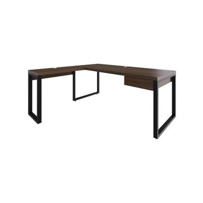 Mesa Em L Presidente C-01 Gav. 190x160x75cm Yon - Nogueira-est.preta Nogueira-est.preta