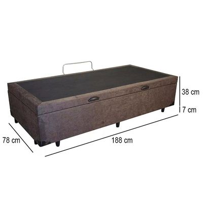 Cama Box Baú Solteiro Suede Mega Cama Marrom 88x188x45cm