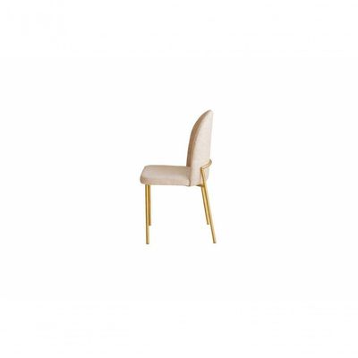 Cadeira Jantar Cecilia Pé Metal Champagne Reforçada Linho Base Dourada-linho Bege