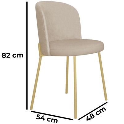 Kit 2 Cadeira Metal Dourada Mesa Jantar Reforçada Corvin Corvin Bege