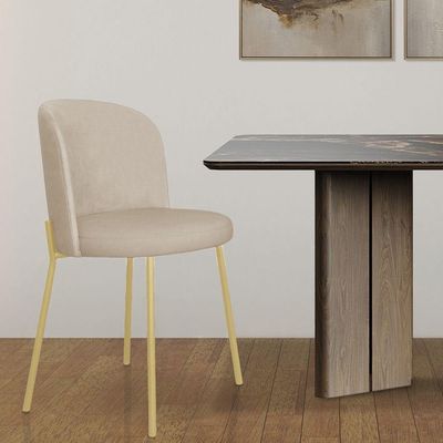 Kit 2 Cadeira Metal Dourada Mesa Jantar Reforçada Corvin Corvin Bege