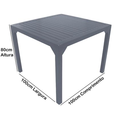 Mesa Quadrada Haiti 100cm Tampo Ripado Em Alumínio Trama
