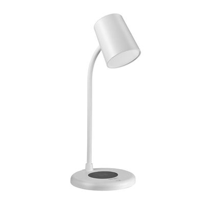 Luminária De Mesa Led 3 Em 1 Branca Com Caixa De Som Bluetooth E Carregador Sem Fio