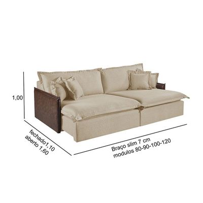Sofá Martins M-160 Linho 2 Módulos De 80cm Estofados Martins Linho Bege