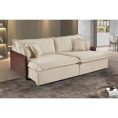 Sofá M-160 Linho 2 Módulos 100cm Braço 7cm Estofados Martins Linho Creme