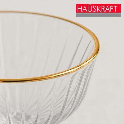 Jogo De Sobremesa 2 Taças Vidro Borda Dourada Melina Mini Bowl Com Pé 200ml Haüskraft