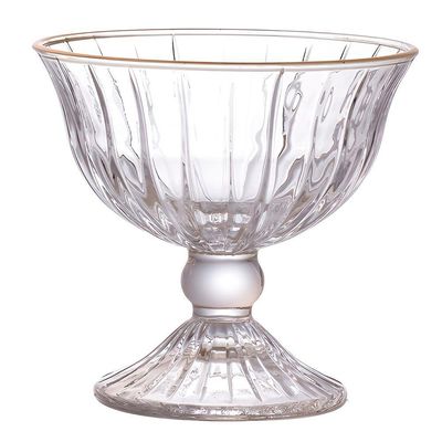 Jogo De Sobremesa 2 Taças Vidro Borda Dourada Melina Mini Bowl Com Pé 200ml Haüskraft