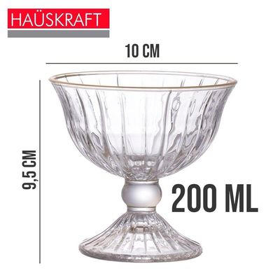Jogo De Sobremesa 2 Taças Vidro Borda Dourada Melina Mini Bowl Com Pé 200ml Haüskraft