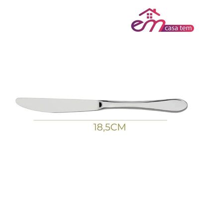 Jogo 12 De Facas De Sobremesa Aço Inox Prata Em Casa Tem 18,5cm