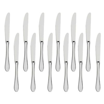 Jogo 12 De Facas De Sobremesa Aço Inox Prata Em Casa Tem 18,5cm