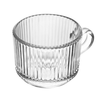 Jogo 10 Xícara De Café De Cristal Com Alça Lines Vidro Transparente Canelada 90ml Wolff