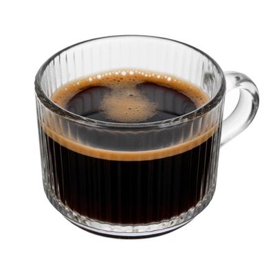 Jogo 10 Xícara De Café De Cristal Com Alça Lines Vidro Transparente Canelada 90ml Wolff