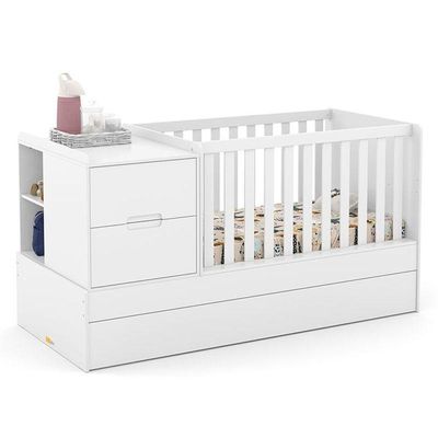 Quarto De Bebê Americano 6 Portas Com Berço Americano Multifuncional Formare Branco Acetinado - Matic - Henn