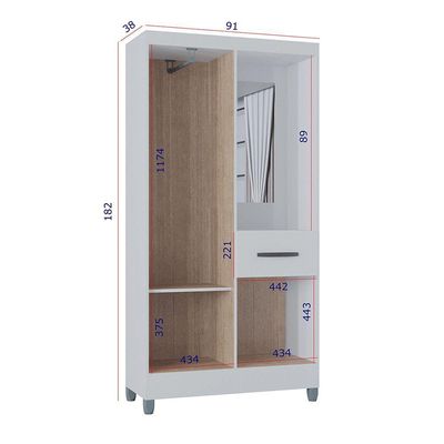 Kit Guarda Roupa Atlas 3 Portas E Cômoda Poquema Branco