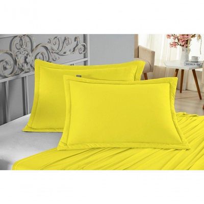 Porta Travesseiro Matelado Nobre 1 Peça Malha 100% Algodão - Amarelo