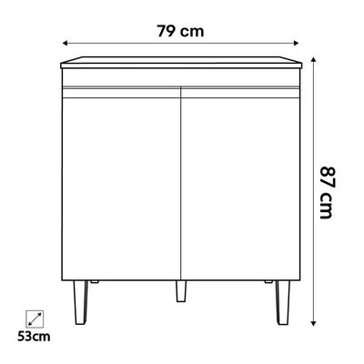 Balcão Cozinha Cooktop Andréia Com Tampo 2 Portas Preto - Ajl