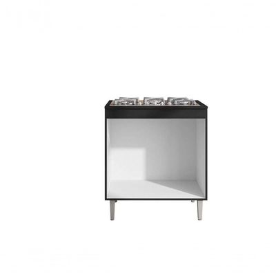 Balcão Cozinha Cooktop Andréia Com Tampo 2 Portas Preto - Ajl