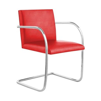 Kit 4 Cadeiras Brno Para Escritório Couro Sintético Vermelho Tubular Cromada