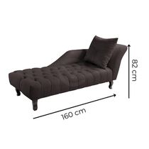 Divã Chesterfield Anna Recamier 160Cm Via Veludo Marrom Lado Direito