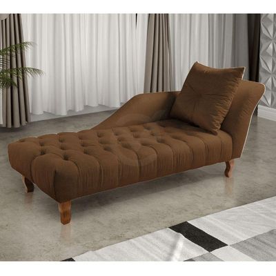 Divã Chesterfield Anna Recamier 160Cm Via Veludo Marrom Lado Direito