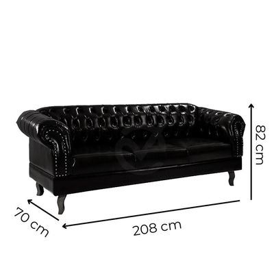 Kit 03 Peças Namoradeira E Poltronas Chesterfield Duque Via Courano Preto