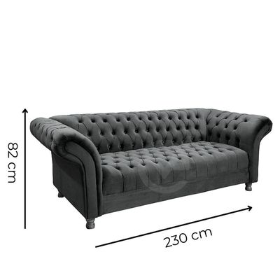 Sofá Chesterfield Conde D'El 3 Lugares Via Veludo Verde