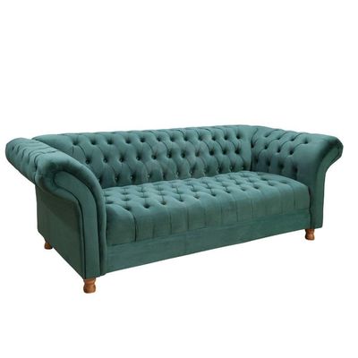 Sofá Chesterfield Conde D'El 3 Lugares Via Veludo Verde